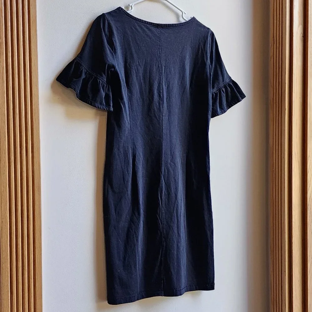 J.Crew Black Ruffled Short Sleeve Dress Size XS